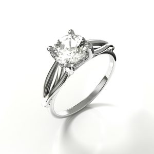 Anillo solitario de diamantes Portugués en oro blanco